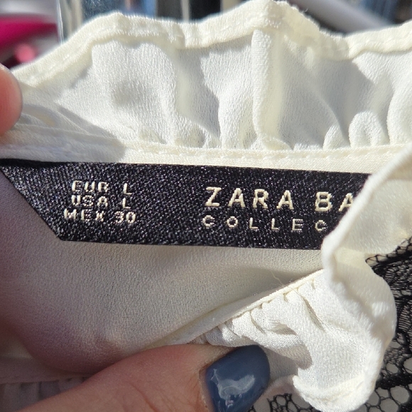 Zara Ivory Blouse with Ebony Lace - Picture 3 of 6